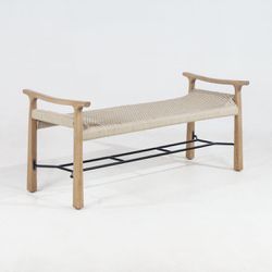INTERIORTONIC 52” Oslo Entryway Rope Weave Bench with Shoe Storage