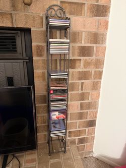 Tall Black Metal CD Tower Rack