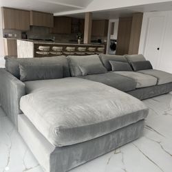 2 piece Grey velvet couch