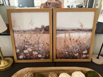 2 piece vintage wildflower wall art - 12x16”