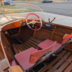 1953 Sears Elgin Wooden Boat With 1957 Evinrude 35hp Motor And Accessories