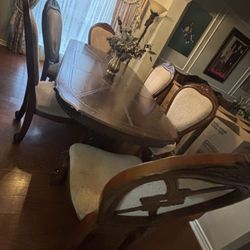 Formal Dining Table Set w/ Upholstered Chairs