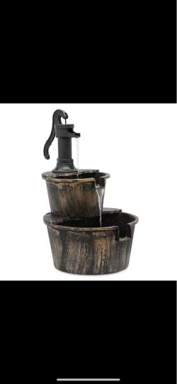 Bronze Polypropylene Outdoor 11 L 2-Tiered Fountain Barrel Garden Waterfall with Electric Pump 😍🍃