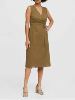 Banana Republic brand Mustard Yellow Sleeveless Wrap Midi Dress