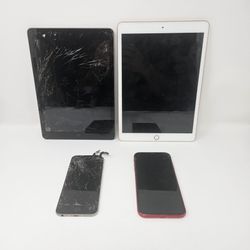 FOR PARTS Apple Lot of 4: iPad 7th Gen A2197 iPad 6th A1893 iPhone 6 iPhone RED