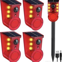 Solar Motion Sensor Alarm Device - Waterproof, Multi-Mode, Wide-Angle Sensing, 110dB Alarm & Strobe Lights for Indoor & Outdoor Security