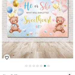 Gender Reveal Backdrop What Will Our Little Sweetheart Be Banner Pink Blue Balloons Sweetheart Photography Background Party Supplies Props 7x5ft

