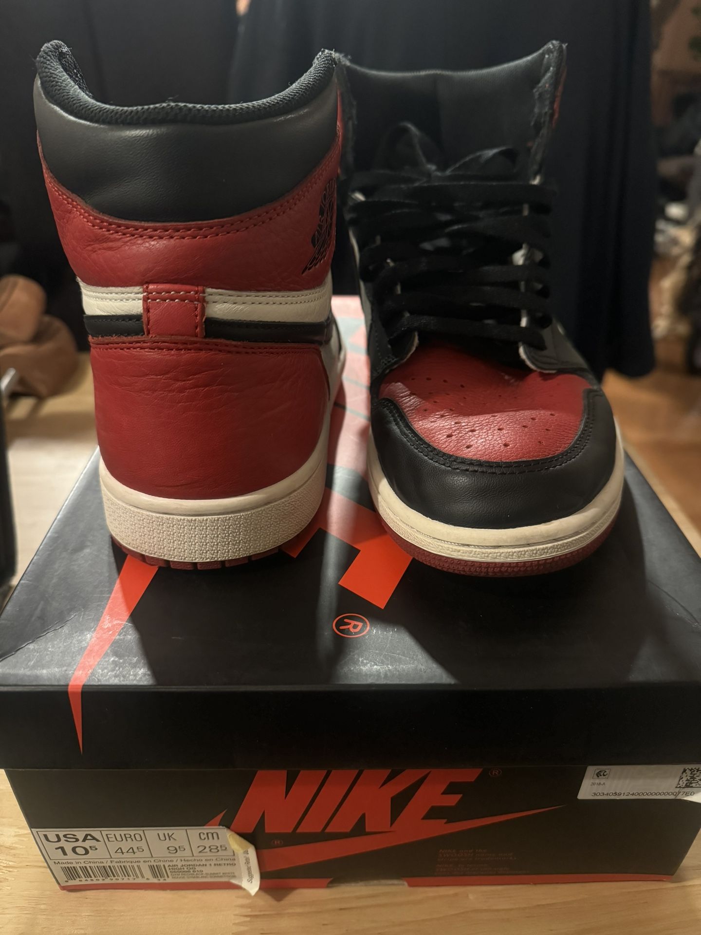 Jordan 1 Bred Toe Sz 10
