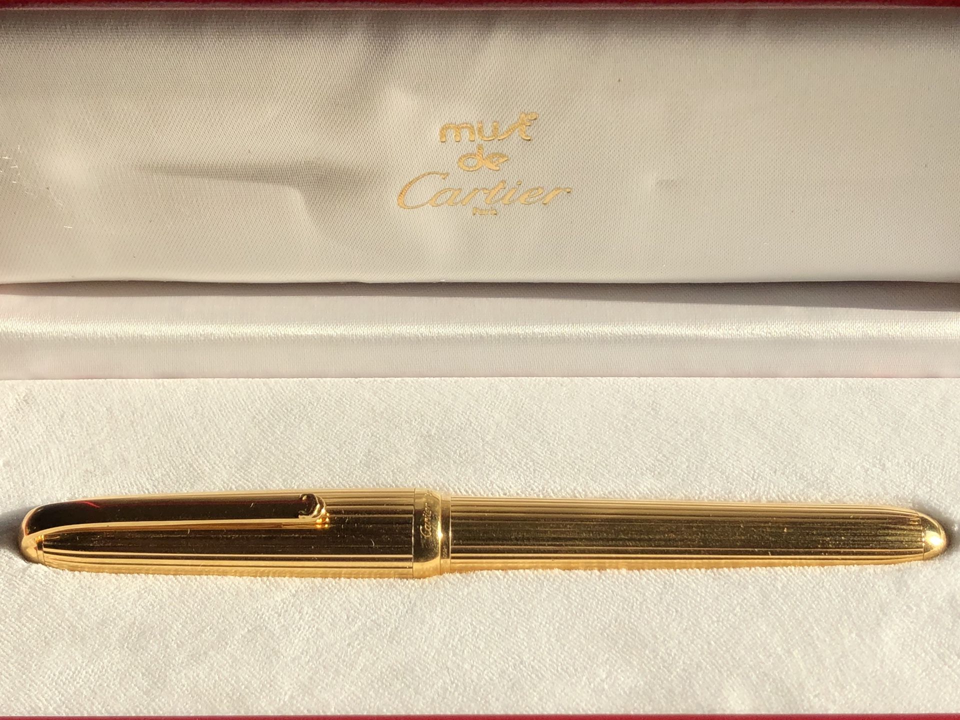 Must de CARTIER 'Louis Cartier' Fountain Pen GOLD plated very RARE