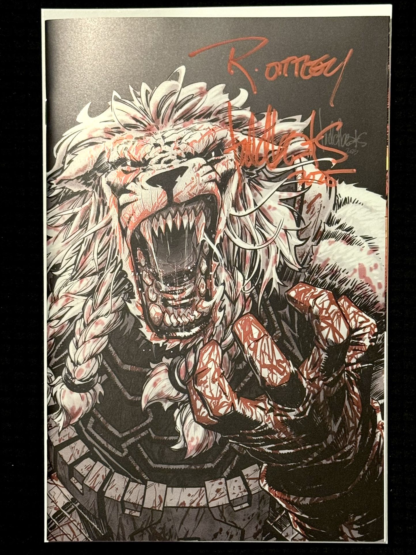 INVINCIBLE BATTLE BEAST #1-2x SIGNED BY RYAN OTTLEY & TODD BEATS BLOODY SPOT FOIL