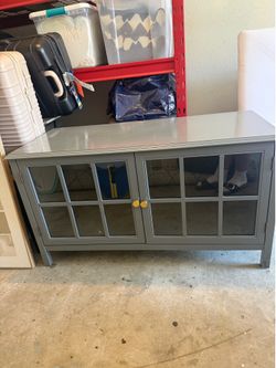 Grey/Blue Media Console Cabinet