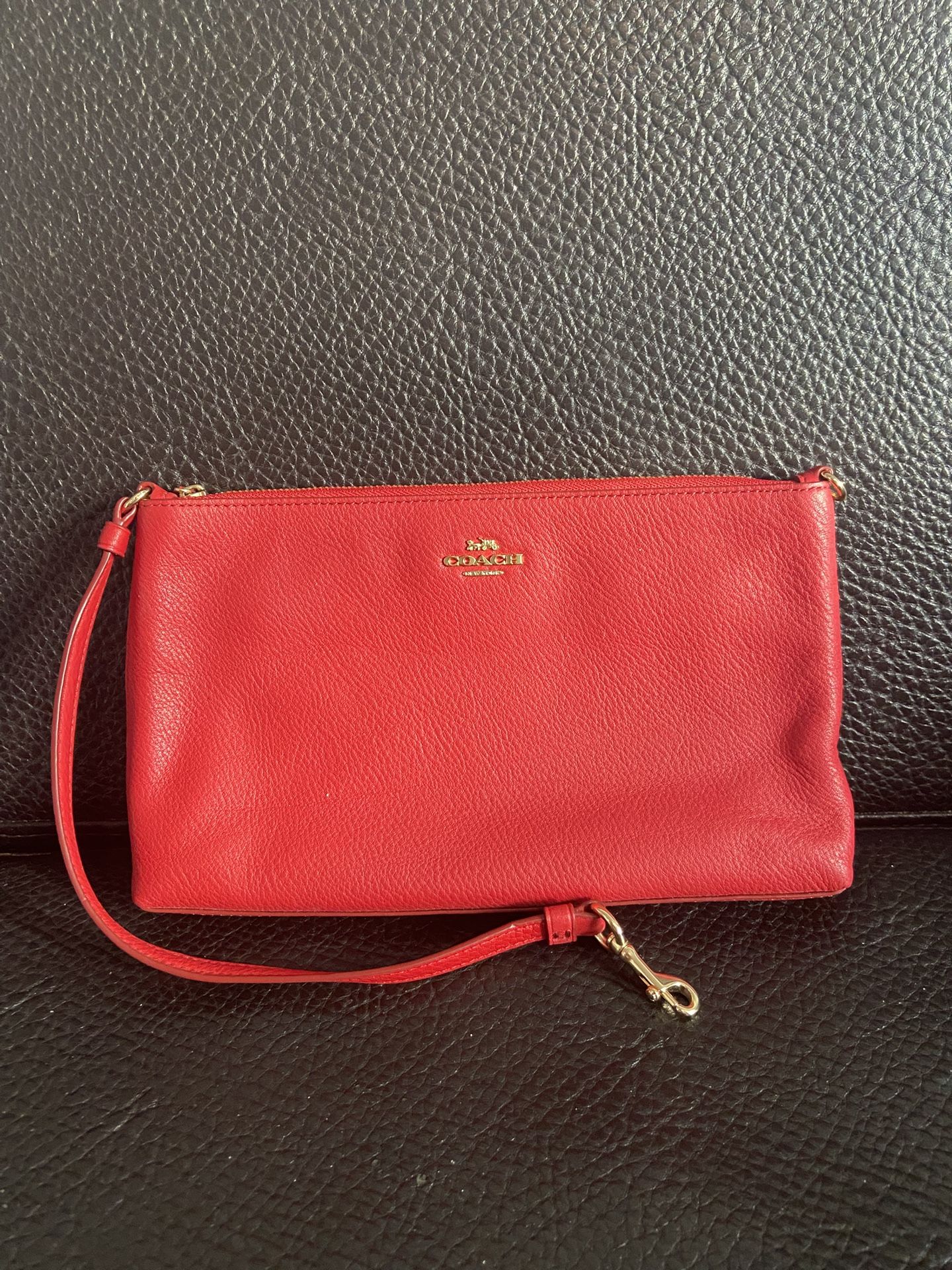 Authentic Red Coach Large Wristlet