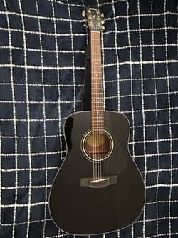 Yamaha Acoustic  Guitar F335 Black with Cream Streaks/highlights & Gold hexes and tuning knobs