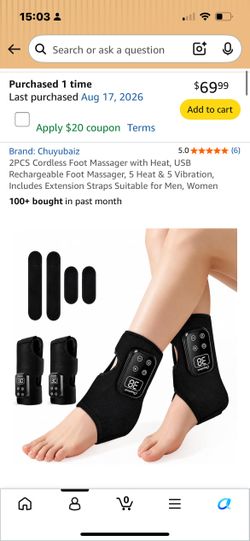 Chuyubaiz 2PCS Cordless Foot Massager with Heat - Brand New
