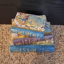 Punch Studio Stacking Peacock Boxes