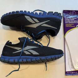 Reebok Realflex J89100 Black Blue Running Shoes Sneakers Mens Sz 10.5 NEW INSOLE