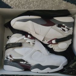 JORDAN 8 WHITE BURGUNDY SIZE 8W DS/BRAND NEW