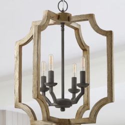 4 Light Wood Chandelier Farmhouse Style