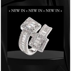 Women / Men Hip Hop TopBling T CZ Cuff Ring White Gold Plated Vintage Jewelry