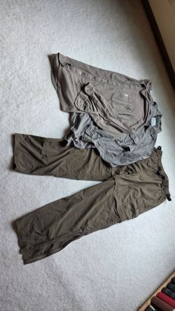 Mens Clothing Sz Large REI Convertible Pants, Quick Dry and Fleece Shirts, GAP Long-sleeved T-shirts,. Price is OBO.