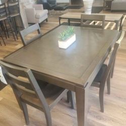 5 PC Solid Wood  Greyish Brown Dining Set  with 4 Chairs (Brand New In A Box)