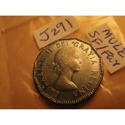 Canada 1953 Mule Far Leaf Shoulderfold Extremely Rare 5 Cent Coin 