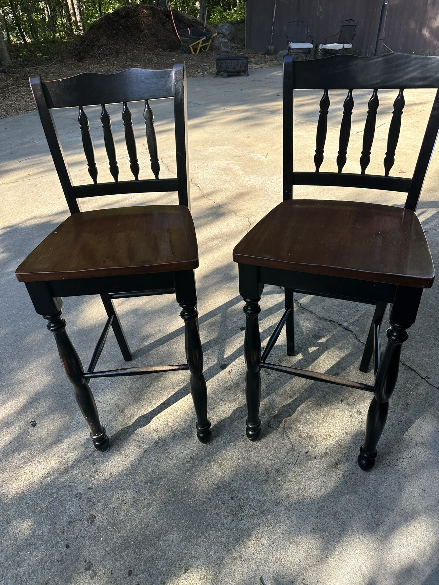 Two 30 Inch Bar Stools Black/Brown