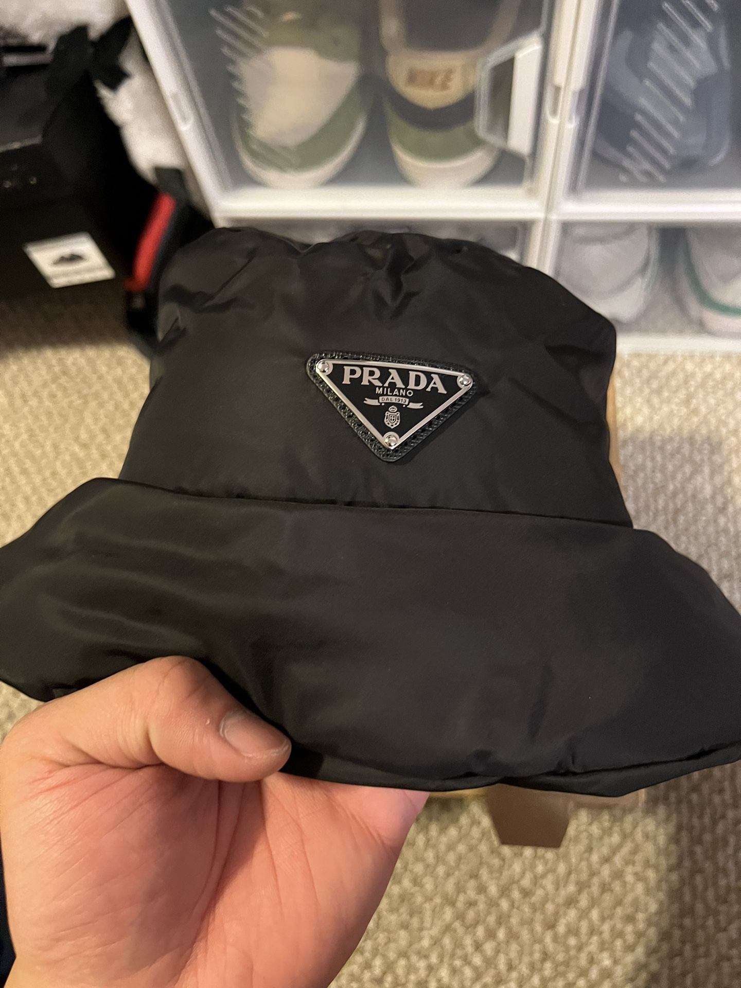 Prada Padded Re-Nylon Bucket Hat/ Size Medium/ Black/ New (AUTHENTIC)