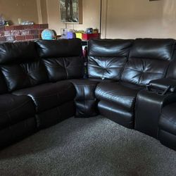 Brown Leather Couch With Reclining Seats