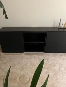 Black Low-Profile Media Console Cabinet