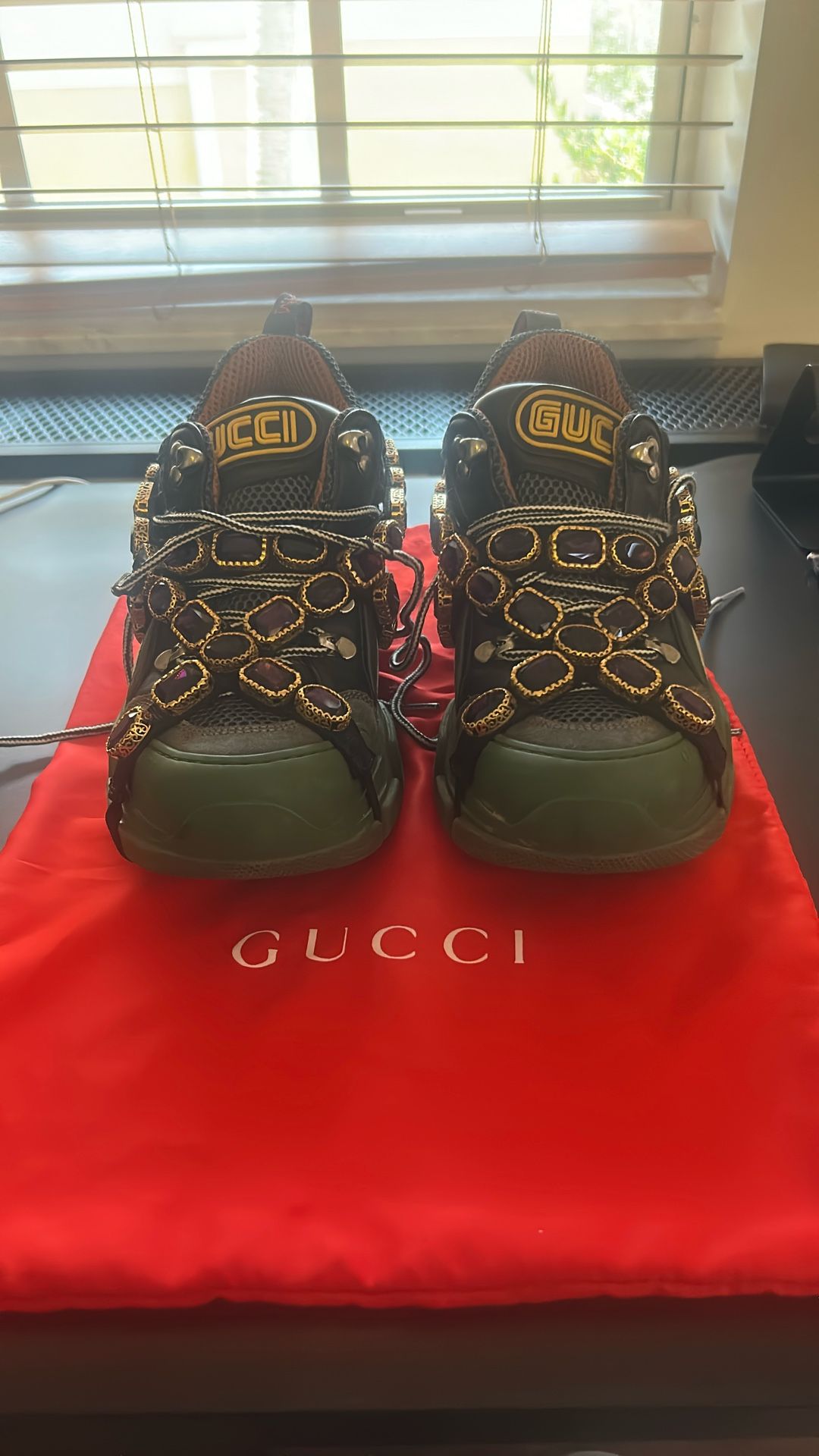 Gucci Sneakers Green And Black For Sale Size 8