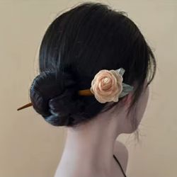 A wood stick with Lilac flower floral hair pin Gift