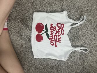 cherry white tank top