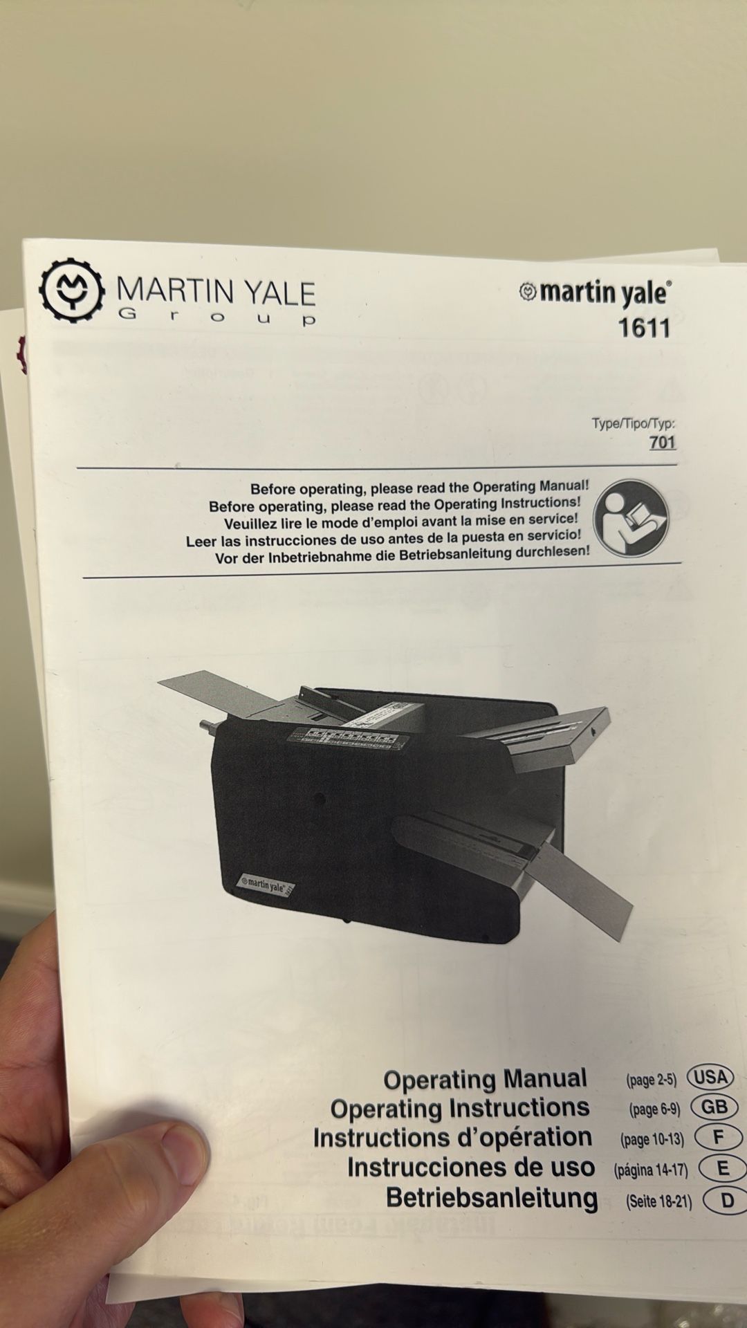 Martin Yale 1611 Folding Machine