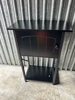 Black Accent Table with Cabinet and Shelf