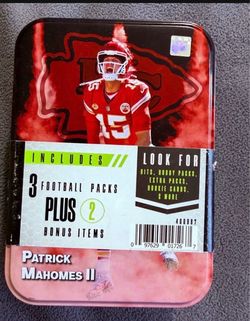 2024 Football Tin - PATRICK MAHOMES - 3 Packs + 2 Bonus Items... New/Factory Sealed