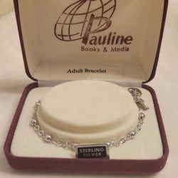 Sterling Silver Beaded Charm Bracelet 