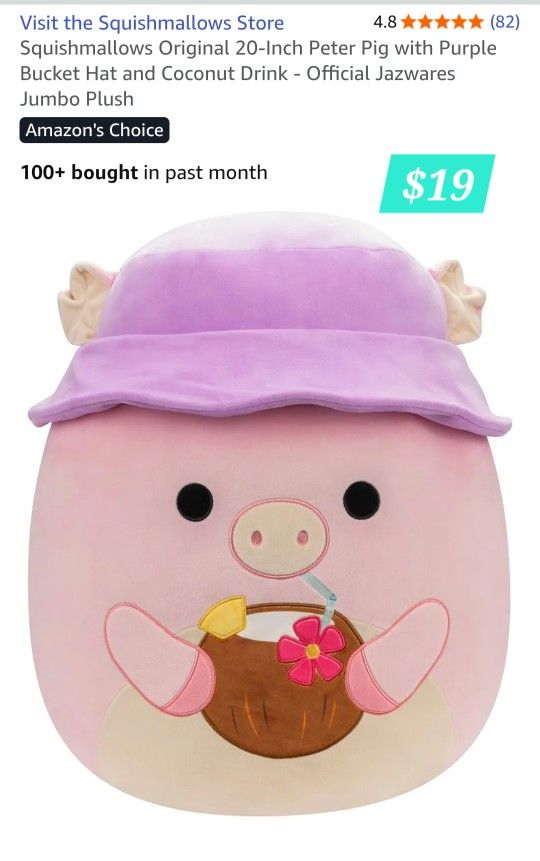 New!! Squishmallow 20 Inch Pig