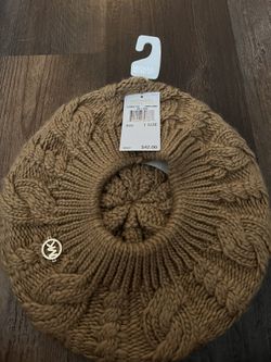 Michael Kors Cable Knit Beret Beanie Hat Dark Camel for Sale in Tucson, AZ  - OfferUp