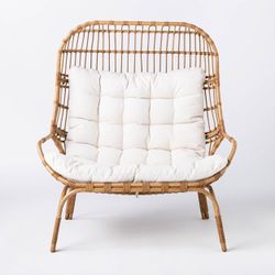 Wicker & Metal Patio Egg Chair With cushion 