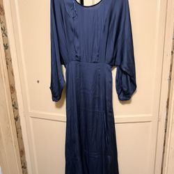 ASTR The Label Blue Satin Silk Dress Blue Small