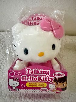 Sanrio Talking Hello Kitty Plush Repeats What You Say Pink Bow Sealed New in Box