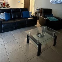 Like New Black Couch And Recliner 