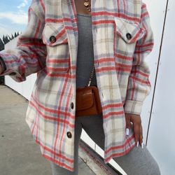 Pink / Lavender / Nude Flannel Jacket Shacket 