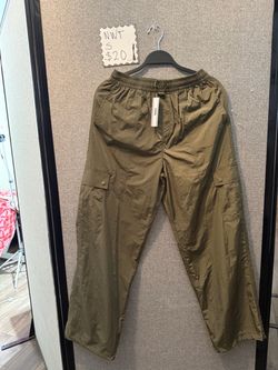 PINK Olive Green Cargo Parachute Pants Size Small