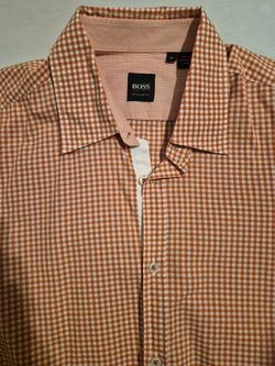 Men's Orange Hugo Boss Dress Shirt Size Medium