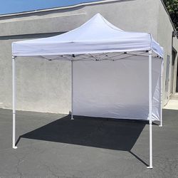 (Brand New) $100 Heavy Duty Canopy 10x10 FT with (1) Sidewall, Ez Popup Outdoor Party Tent Patio Shelter, Carry Bag 