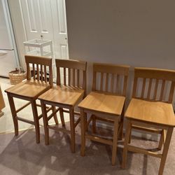 Set of 4 Wood Kitchen Stools