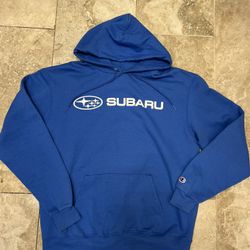 Subaru Mens Hoodie Sweatshirt Large Blue Pullover Graphic Logo