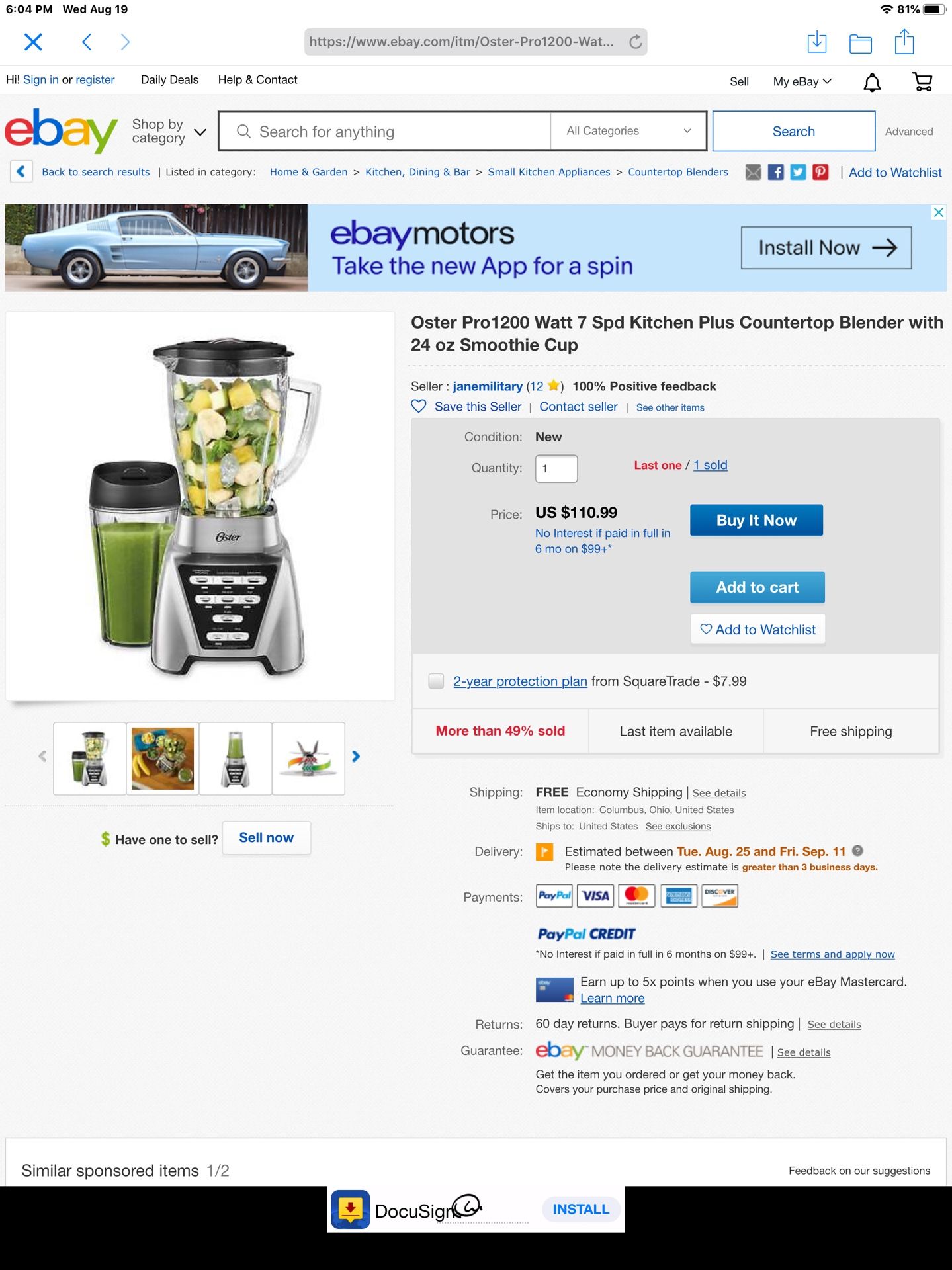 Oster super power blender 1200 It's new retail price 100